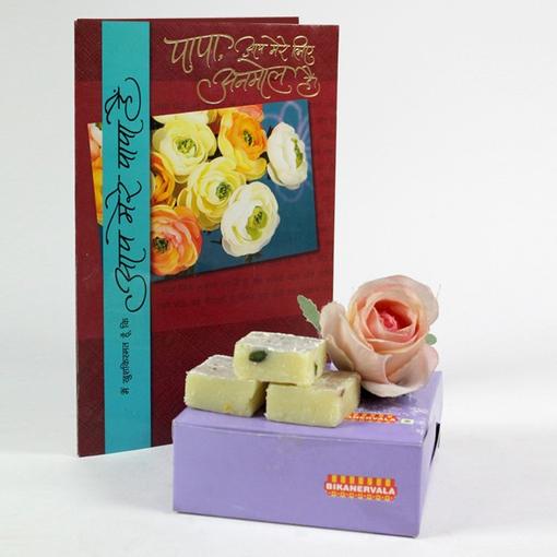 Plain Barfi n Greeting Card Hamper